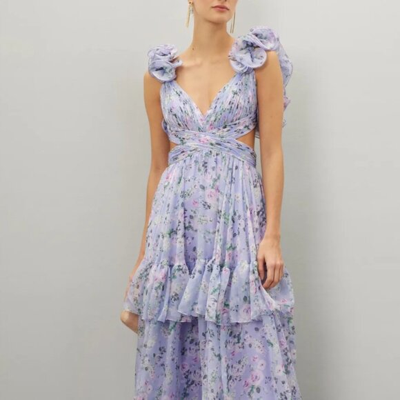 Ieena For Mac Duggal Dresses & Skirts - Ieena for Mac Duggal Ruffle Tiered Cut-Out Floral Chiffon Dress Size 4 MSRP $498
